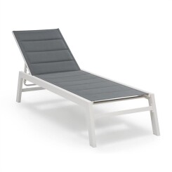 Renazzo Lounge Chaise Longue  6 Positions  70/30 Pvc/Pe Aluminium Gris & Blanc