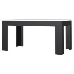 FINLANDEK Table à manger PILVI de 6 à 8 personnes style contemporain - Blanc et noir mat - L 160 x l 90 cm