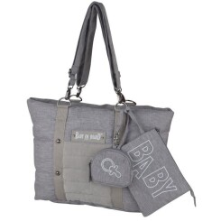 Baby on board -sac à langer - sac citizen stone chiné- format compact - compartiment central avec 4 poches - grand compartiment repa