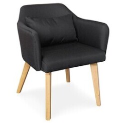 Chaise / fauteuil scandinave shaggy tissu noir