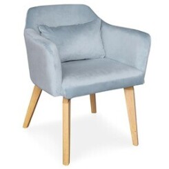 Chaise / fauteuil scandinave shaggy velours bleu ciel