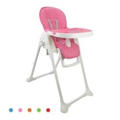Chaise haute pour bébé, chaise  pliante pour bébé, rose, taille déployée:  105 x 89 x 56 cm