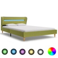 Cadre de lit avec led vert tissu 120 x 200 cm