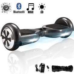 Hoverboard Gyropode Bluetooth 6.5 Pouces Balance Scooter Électrique Pas Cher Led avec Haute de Gamme 700W pour enfants et adultes-couleur noir carbonique