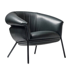BD BARCELONA DESIGN fauteuil GRASSO (Black F10 et structure noire - cuir Florida Cat. F et acier verni)