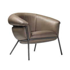BD BARCELONA DESIGN fauteuil GRASSO (Clay S45 et structure beige - cuir Sauvage Cat. S et acier verni)