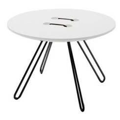 CASAMANIA table basse TWINE TABLE (Ø 50 cm plateau blanc / Structure noire - MDF et Métal)