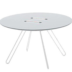 CASAMANIA table basse TWINE TABLE (Ø 70 cm plateau blanc / Structure blanche - MDF et Métal)