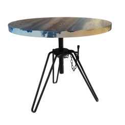 DIESEL WITH MOROSO table basse OVERDYED SIDE TABLE (Weathered Grey / Raw black - MDF plaqué frêne et acier)