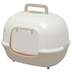 IRIS OHYAMA Maison de toilette Hooded Cat Litter Box avec pelle - WNT-510 - Plastique - 51 x 40 x 39 cm - Beige - Pour chat