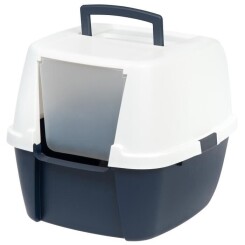 IRIS OHYAMA Maison de toilette Jumbo Cat Litter Box - Plastique - 53,3 x 45,7 x 43,1 cm - Bleu marine et blanc - Pour chat