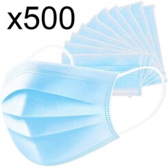 Lot de 500 masque chirurgical jetable protection respiratoire 3 couches pour le visage hypoallergénique et respirant Norme CE