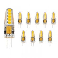 10X G4 Ampoule LED Lampe Blanc Chaud DC / AC 12V 2.2W équivalent à 20W 210LM 10 SMD 2835 Dimensions 36*9mm