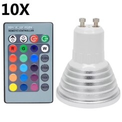 10X GU10 Ampoule de Couleur 3W RGB LED Lampe LED Multicolore 16 Changement de couleur AC85-265V avec Télécommande Infrarouge
