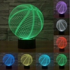 Lampe de décoration 3d ballon de basket led 7 couleurs 0.5w interrupteur tactile - yonis