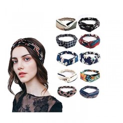 10 pièces Bandeau,Coton Floral Imprimé Turban Cheveux Wrap Headband,Cheveux élastique pour Femme Cheveux Accessoire