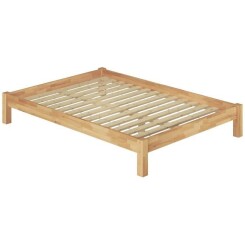 60.84-18 Lit adulte style futon en hêtre massif naturel 180x200 cm avec sommier à lattes en bois