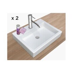Vasque salle de bain à poser céramique l48 cm padi - lot de 2
