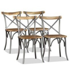 Chaise de salle à manger 4 pcs bois de manguier massif et acier