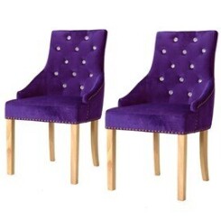Chaise de salle à manger 2 pcs chêne massif et velours violet