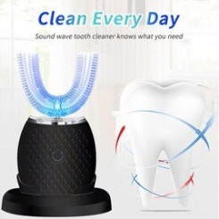 Brosse à dent electrique AUCUNE Brosse à dents électrique nettoyant dentaire blanchissant en silicone imperméable forme de u - noir