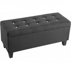 Banc de lit JOSY avec strass, coffre de rangement avec assise rembourrée pouf capitonné bout de lit en bois et tissu noir - IDIMEX