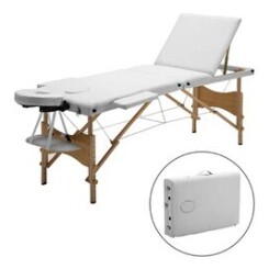 Table de massage mobile pliable table de massage portable légère table de massage 3/2 zones avec pieds en bois réglables en hauteur noir/blanc/beige