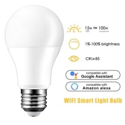 Ampoule connectee E27 Ampoule LED Intelligente 15W WIFI Lumiere de Controle,Compatible avec Alexa,Echo,Google Home et IFTTT,Blanc fr