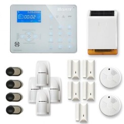 Alarme maison sans fil ICE-B 4 à 5 pièces mouvement + intrusion + détecteur de fumée + sirène extérieure solaire - Compatible Box in