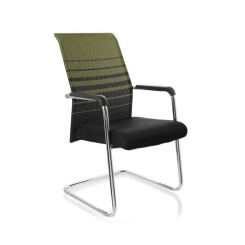 Chaise de conférénce / Chaise visiteur / Chaise FALCONE V tissu noir/vert hjh OFFICE