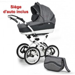 Poussette / Landau combiné 3en1 multifonctions avec siège-auto & équipement bébé enfant MARSEL PerFor - cadre Classic Grise -