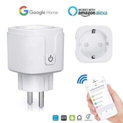 Prise Connectée Wifi, 16A Compatible avec Android iOS Amazon Alexa Google Home Assistant, Courant Programmable Télécommande App