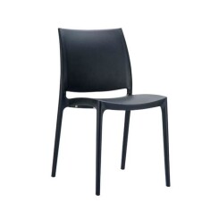 Chaise de jardin empilable en plastique noir - 81 x 44 x 50 cm