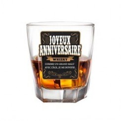 Article de décoration Totalcadeau Verre à whisky avec message joyeux anniversaire