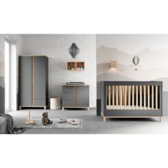 Chambre complète bébé lit évolutif 70x140 - commode à langer - armoire 2 portes Altitude - Gris