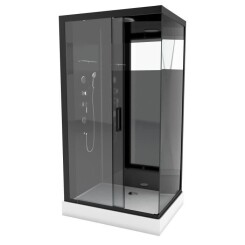 AURLANE Cabine de douche hydromassante Black Mirroir 2 - Structure en aluminium - 110 x 80 x 220 cm - Noir
