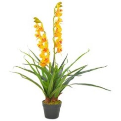 Décorations edition bruxelles plante artificielle avec pot orchidée jaune 90 cm