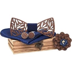 5 pièces noeud papillon créatif en bois durable serviette carrée boutons de manchette fournitures de  TIE - LAVALLIERE - BOW TIE