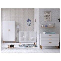 Chambre complète lit bébé 60x120 - commode à langer - armoire 2 portes lounge - blanc