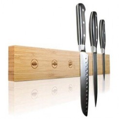 Couteau Amazy Amazy porte-couteaux magnétique avec marquage pour chaque couteau - rail à couteaux aimanté en bambou massif pour économiser de la place en cuisine