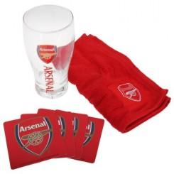 Arsenal FC - Ensemble verre à bière, serviette et dessous de verres (Taille unique) (Rouge) - UTSG2883