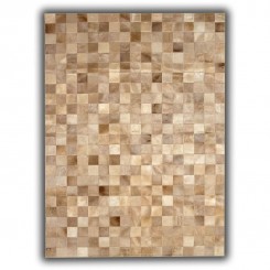 Allotapis - Tapis beige patchwork en cuir naturel Elche Beige 120x180 - Beige