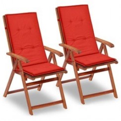 Coussin de chaise de jardin 2 pcs rouge 120 x 50 x 3 cm