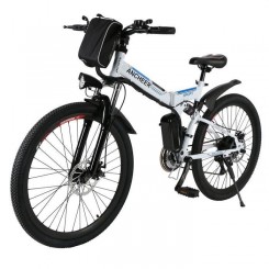 ANCHEER Vélo électrique vélo de montagne pliable avec batterie lithium-ion 36V - Blanc EU Prise