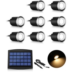 Lot de 8 Mini Spot LED Spot encastrable au sol à LED solaire , lampadaire encastré 3W pour l'extérieur, Spot encastrable au sol extérieur,