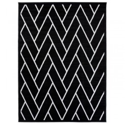 Carpeto Rugs Tapis Salon Poils Ras Moderne Marocain Motif Géométrique noir et blanc 140 x 200 cm model: 41029