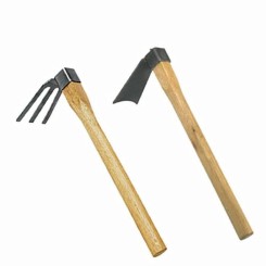 2Ensembles D'outils de Jardinage à Poignée En Bois, Petit râteau et petite binette,Jardin Binette