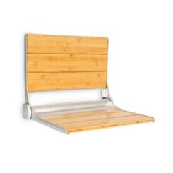 Arielle deluxe siège de douche pliable avec dossier - charge 160kg max. - bois de bambou & aluminium