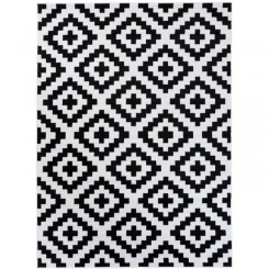 Carpeto Rugs Tapis Salon Poils Ras Moderne Marocain Motif Géométrique noir et blanc 160 x 230 cm model: 40982