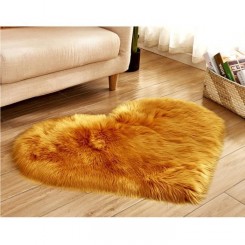 (Jaune),Tapis en peau de mouton imitation laine tapis de tapis shaggy de chambre à coucher antidérapante。 Taille: 50 x 60 cm。